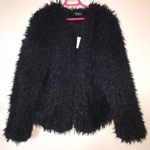 Black faux fur jacket